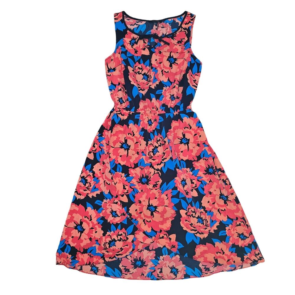 Tommy Hilfiger Floral Dress Womens 8 Pink Blue Wrap Style Sleeveless Summer